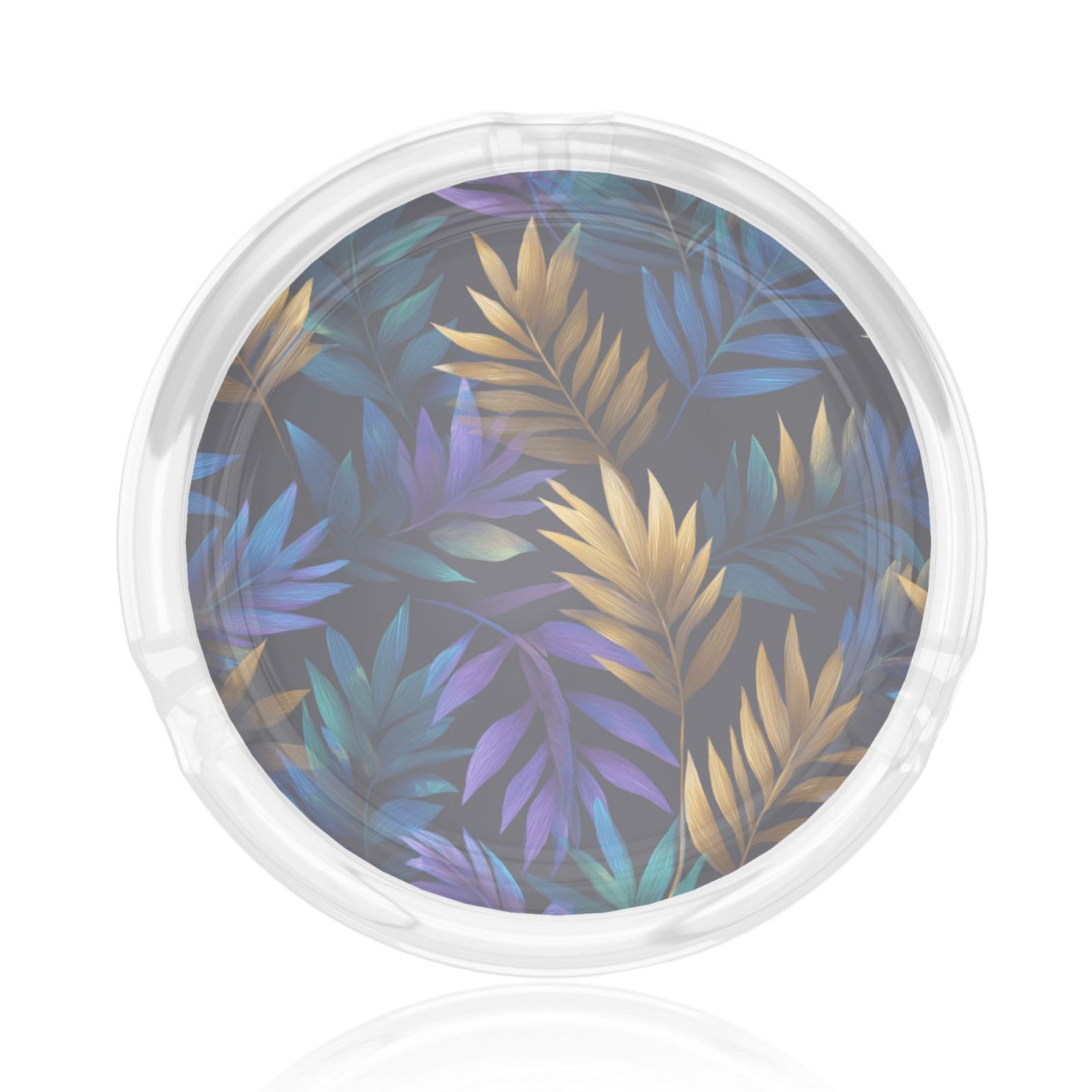 Elegant Tropical Palm Leaves In Colors Glass Ashtray For Cigarettes Ash Trays Case For Home Office Decor