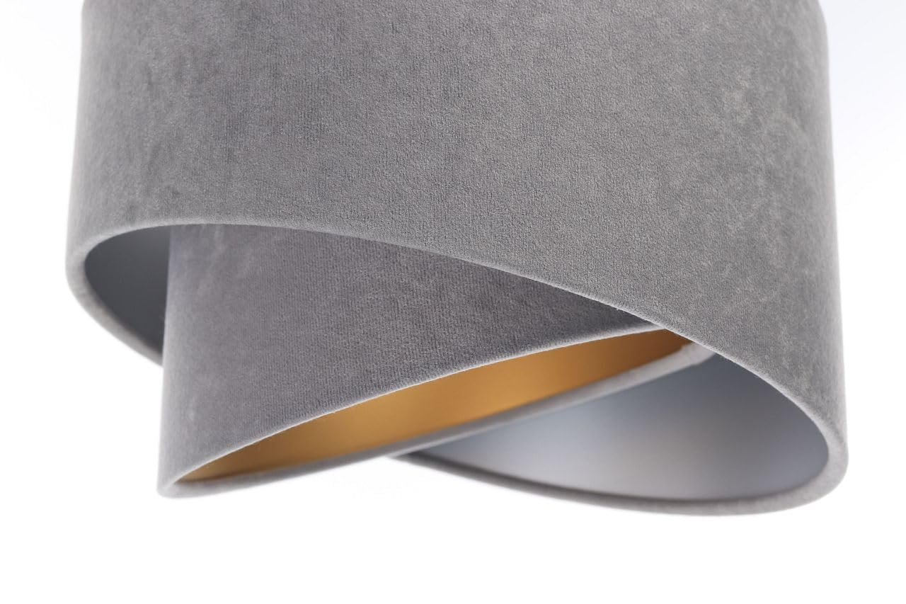 Licht-Erlebnisse Pendelleuchte 3-flammig E27 in Weiß Grau Silber Stoff Velours Optik Doppelschirm Modern Esstisch Hängelampe Wohnzimmer