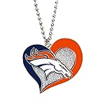 aminco womens NFL Denver Broncos Swirl Heart Pendant Necklace , Silver, Size 4