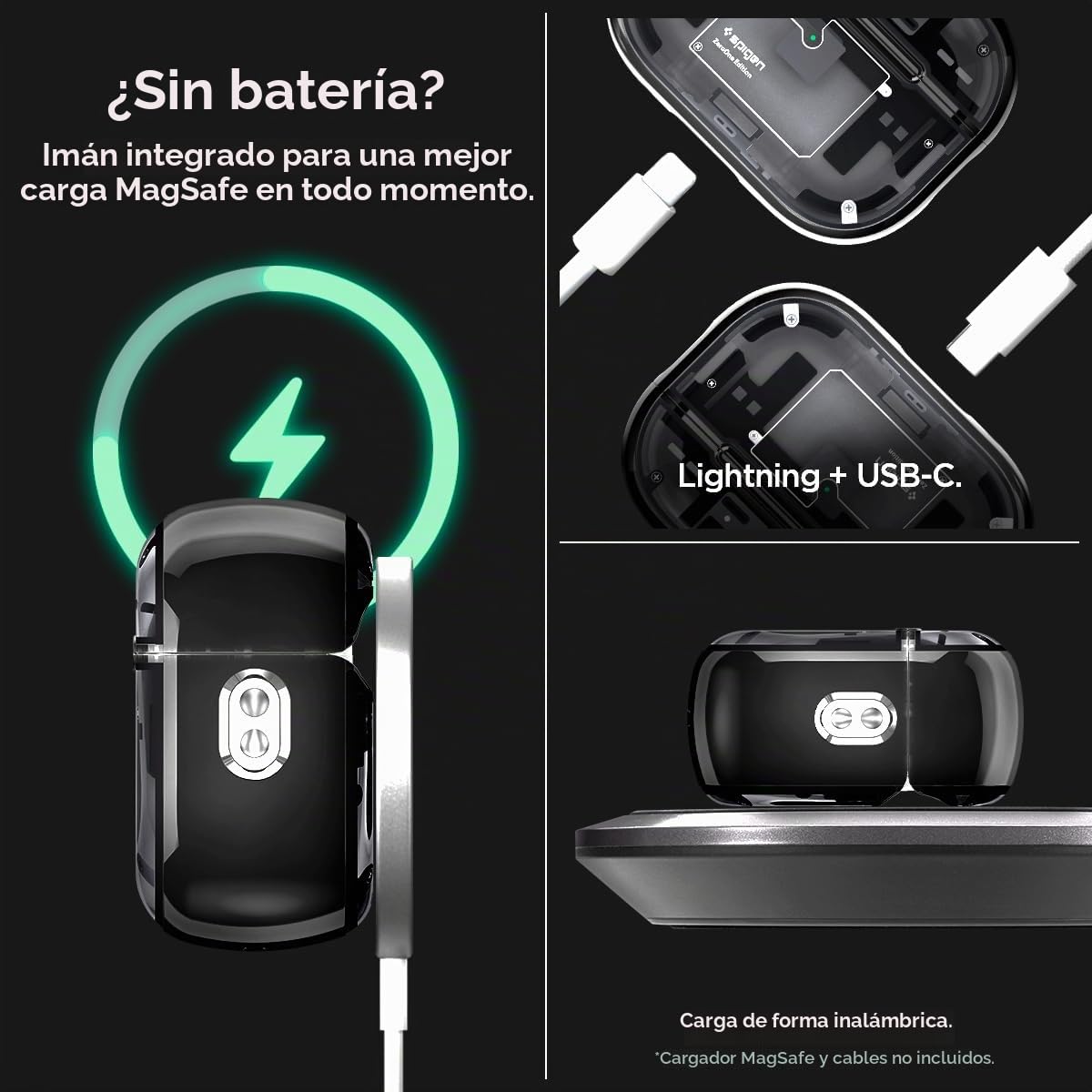 Spigen Funda Ultra Hybrid MagFit Compatible con AirPods Pro de 2ª generación (2023/2022) - Zero One Negro