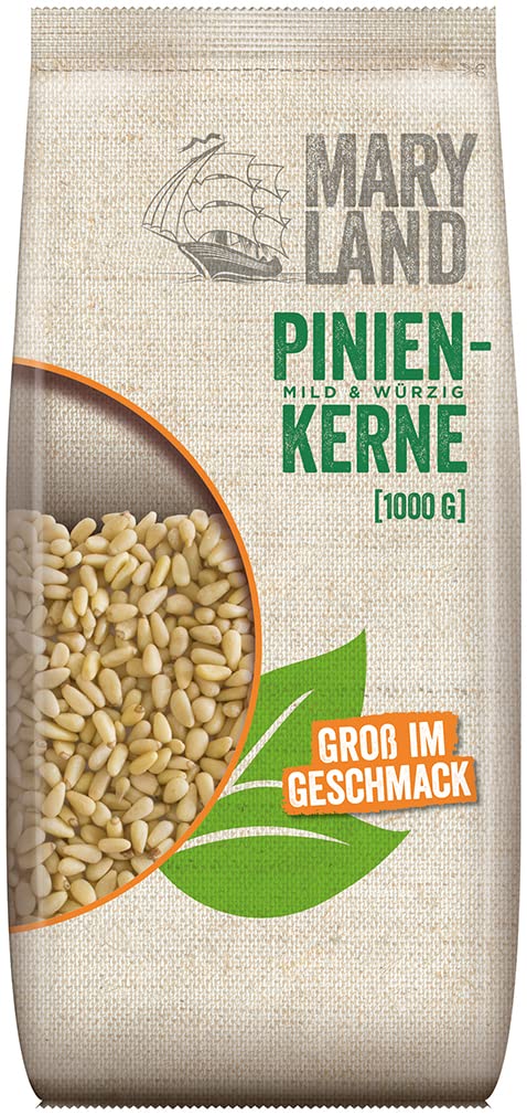 Maryland Pinienkerne 1000g Vorratspackung 4er Pack – Pinienkerne naturbelassen, vegan, frei von künstlichen Aromen, ohne Zusatzstoffe – Im Großbeutel genießen (4 x 1000g)