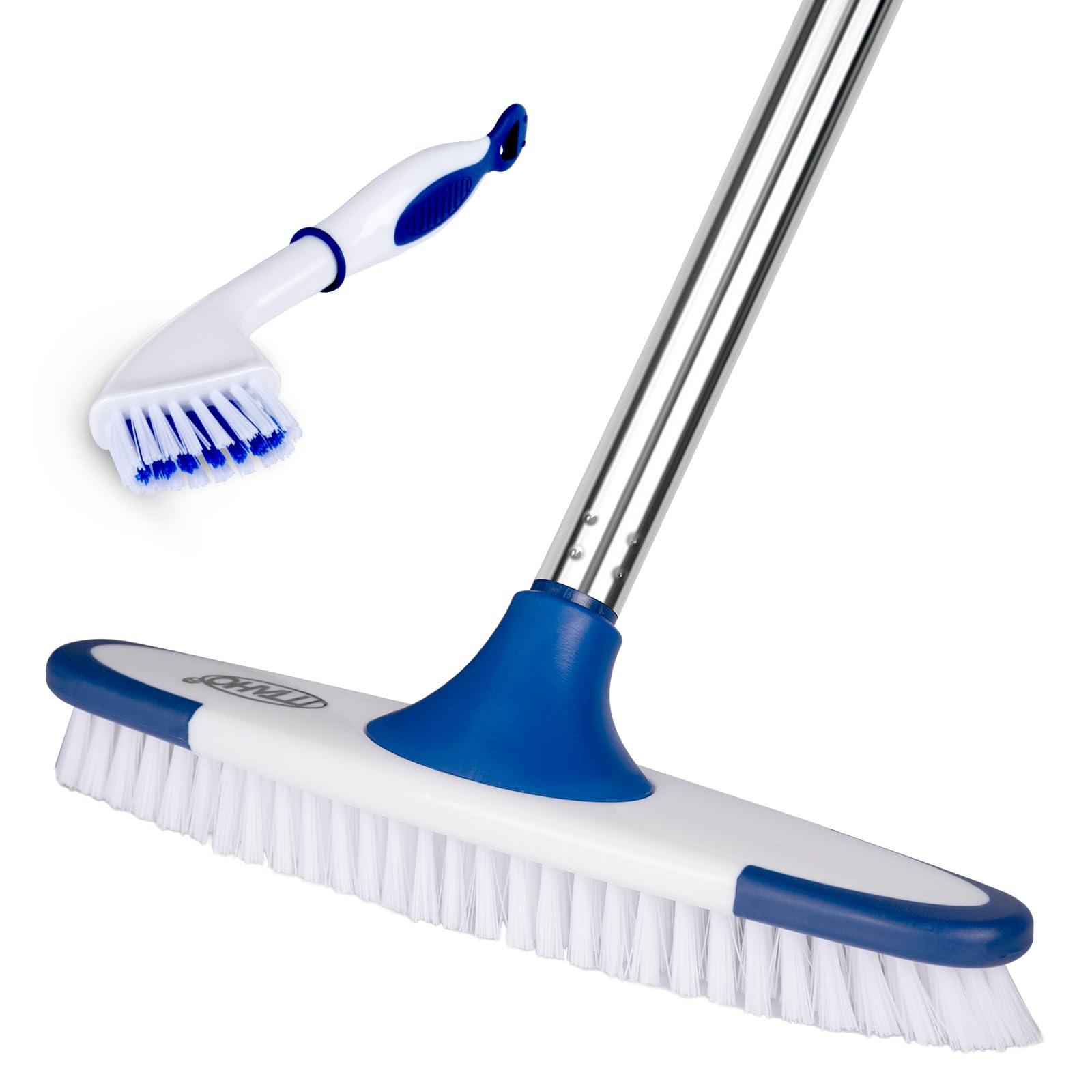 ITTAHO Floor Scrub Brush with Long Handle - 53" Deck & Grout Cleaner Brush Set for Tile, Marble, Stone, Bathroom, Patio, Garage, Deck & Floor Cleaning