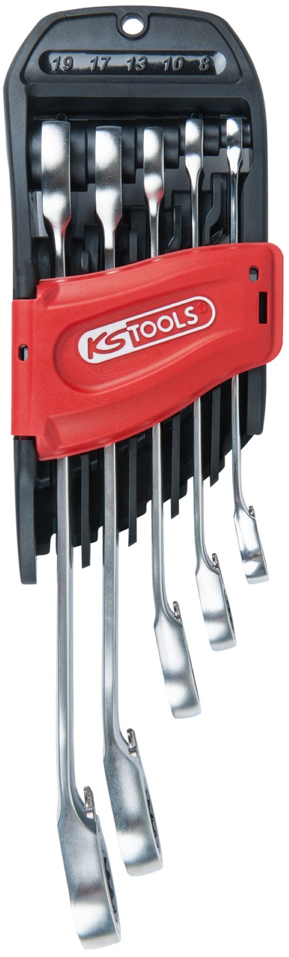 KS Tools - 503.4661- Clés à cliquet - Jeu de 5 clés mixtes à la forme droite - Cliquet réversible