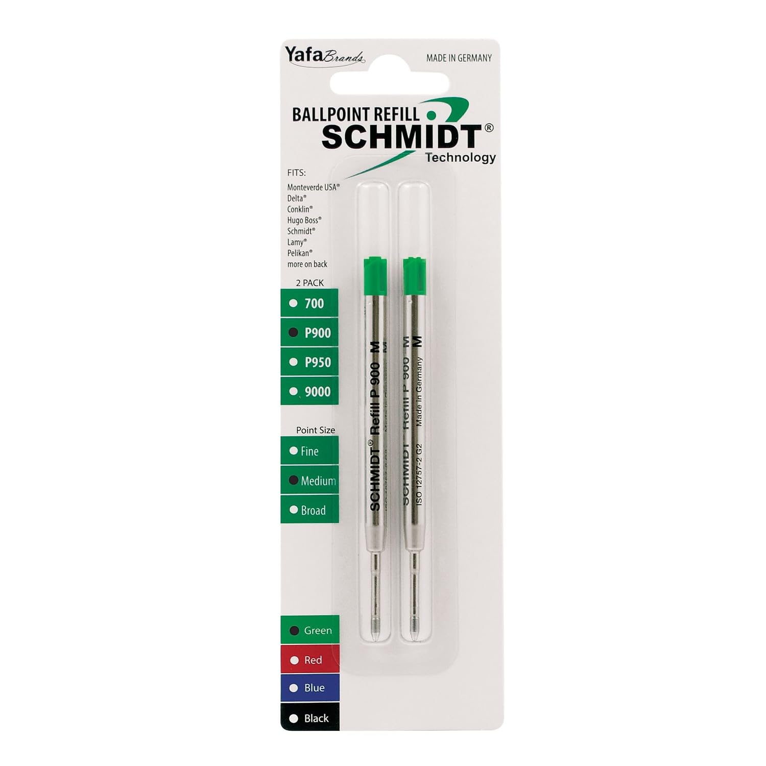Schmidt SC58138 Kugelschreibermine für Parker-Kugelschreiber, Medium, Grün, 2 Stück