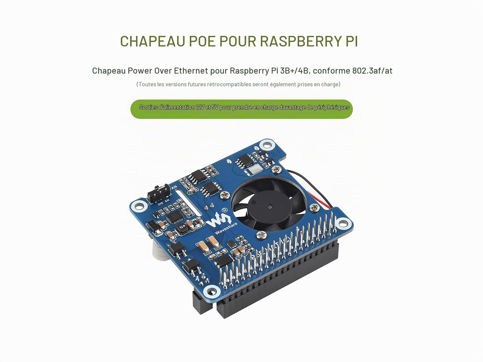 POE Hat for Raspberry Pi 4B 3B+,802.3af/at-Compliant,Power Over Ethernet Hat (C) Expansion Board for Raspberry Pi 3B+ 4B,with Cooling Fan and Heatsink