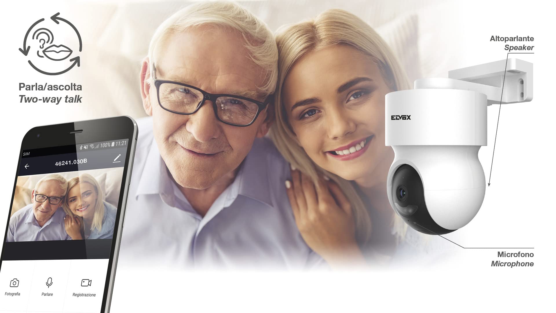 VIMAR 46241.030B Telecamera WiFi motorizzata da esterno, a colori Full-HD, supervisione da app, registrazione su micro SD fino a 128 GB (non inclusa)