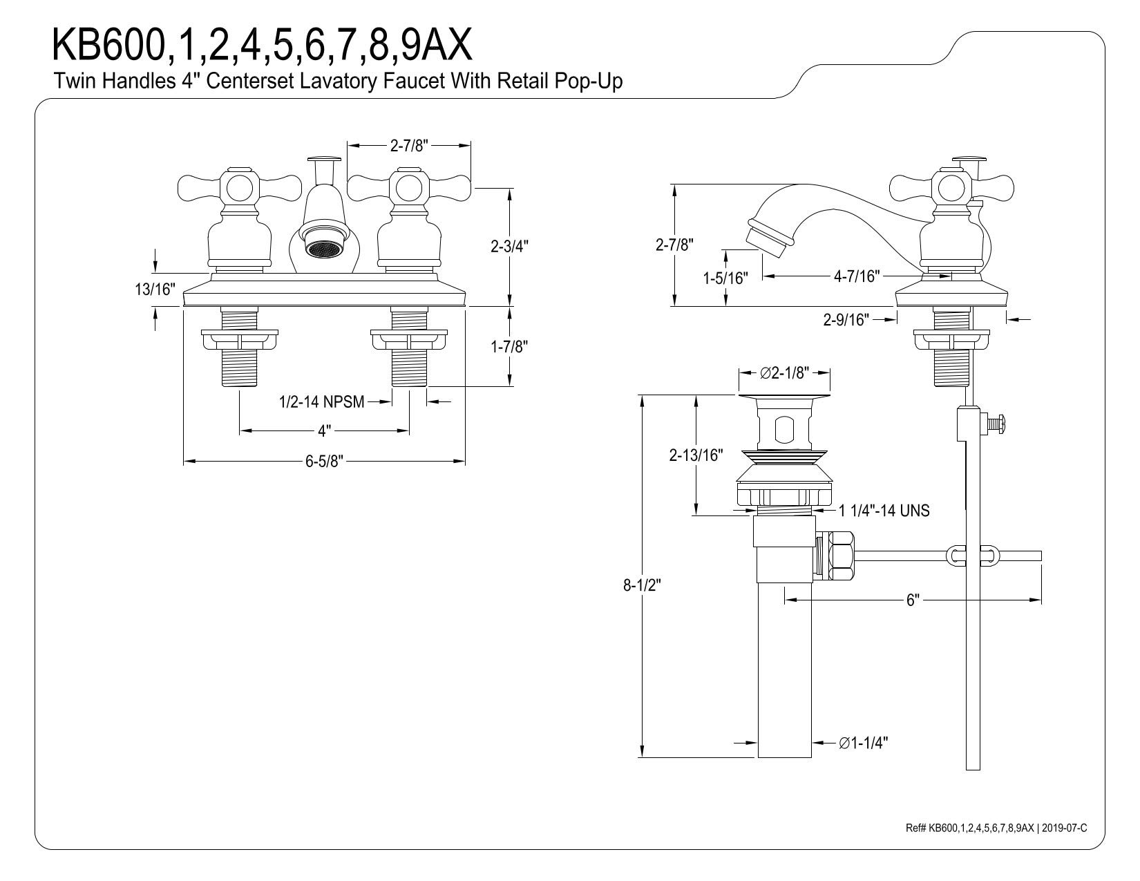 Kingston Brass KB601AX Metal Çapraz Saplı ve Açılır Pencereli Çaydanlık Musluğu, Parlak Krom, 4-1/2 "Emzikli Erişim