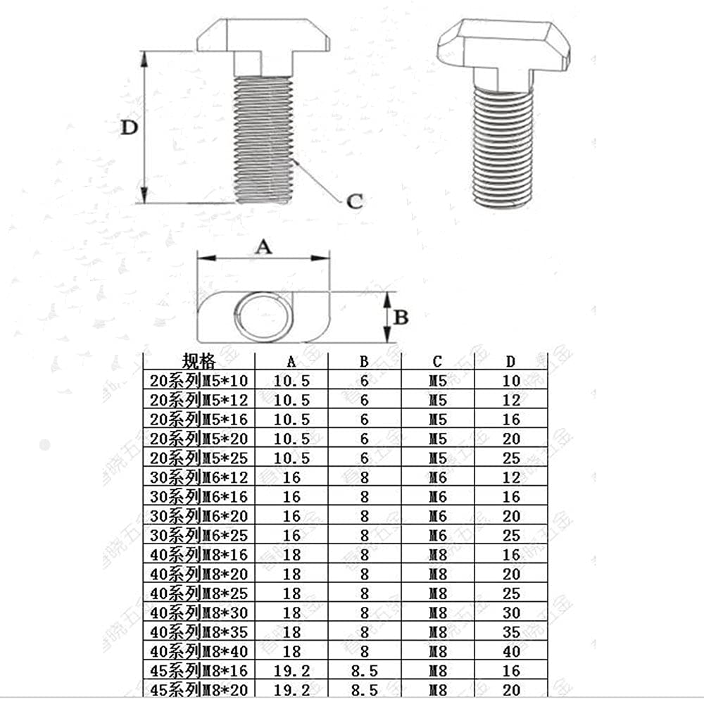 10/20/30 Stuks T-Bolt Schroef M5 T Hamerkop 2020 Aluminium Sluiting