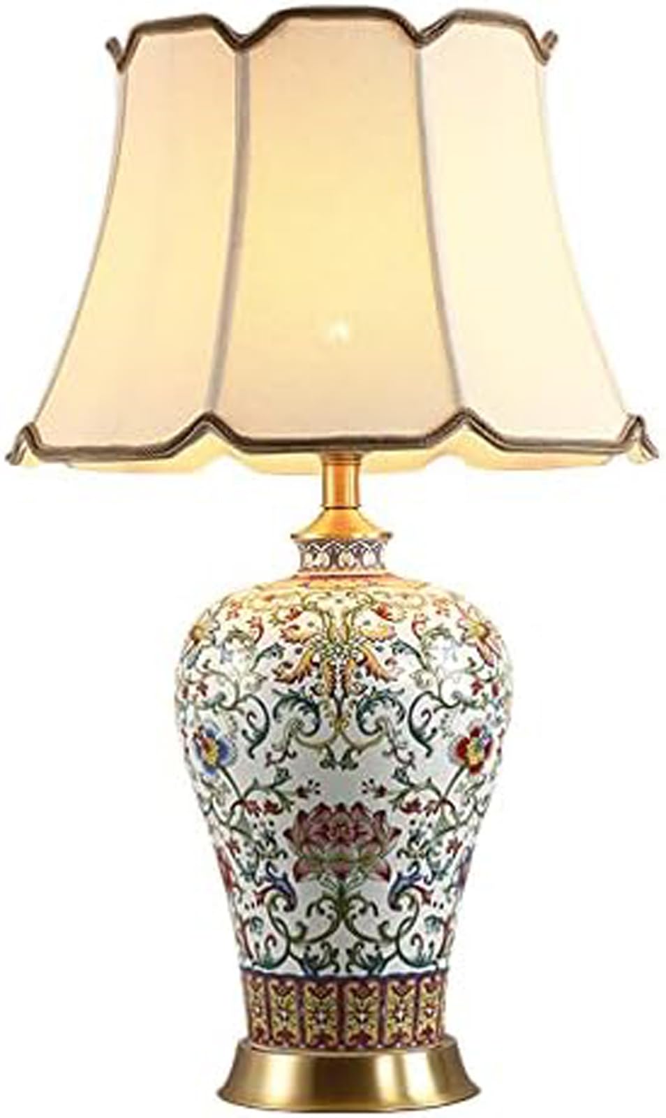 asdchZen Chinese Classical All Copper Enamel Color Ceramic Table Lamp Antique Commercial Hotel Lobby Counter Decorative Lighting Lamps Household Living Room Study Bedroom Bedside,A-40×69cm