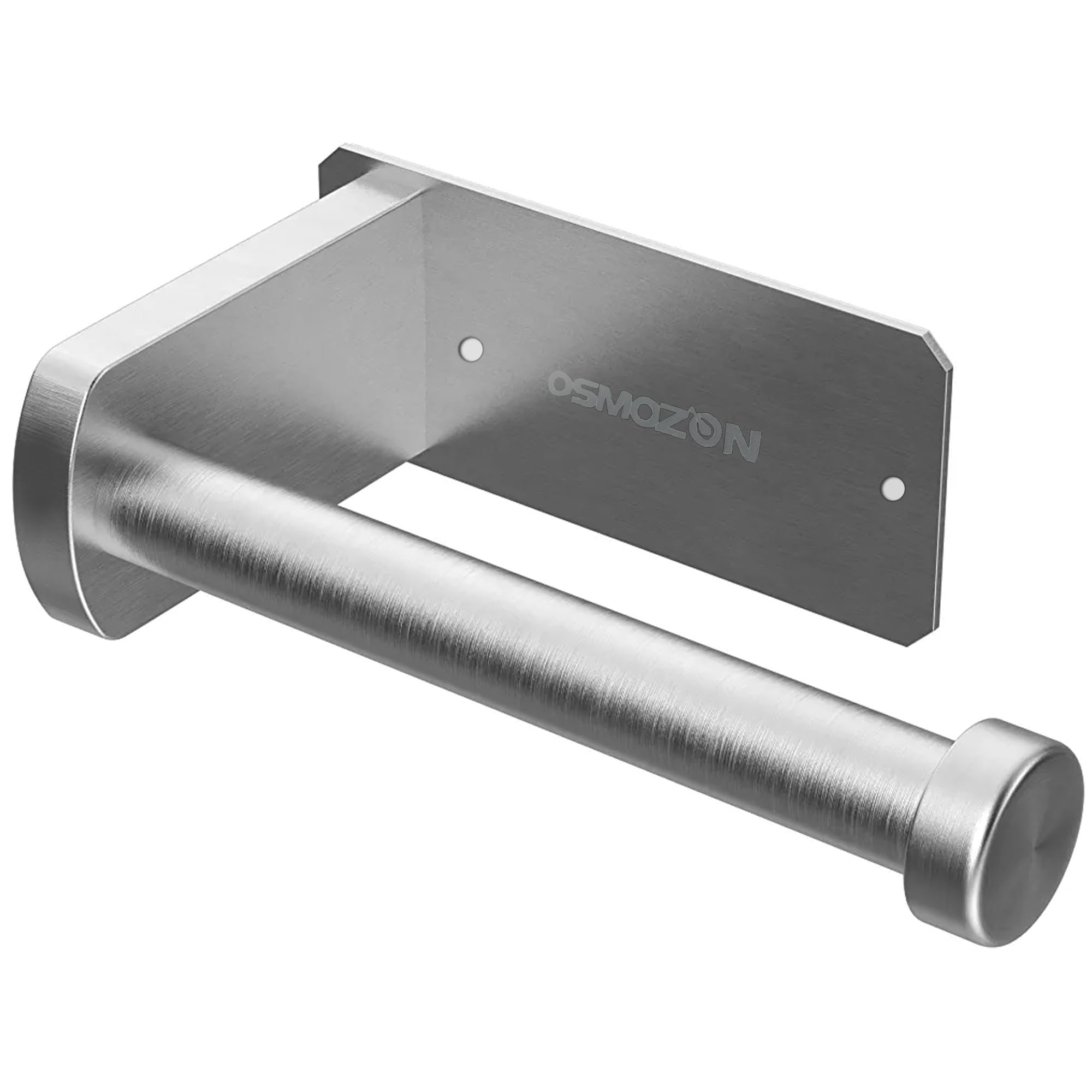 Osmozon Silver Sus304 Stainless Steel Toilet Paper Holder Self-Adhesive Brushed Finish Chrome Toilet Roll Holder For Bathroom Kitchen Adhesive/Screws (Dual)