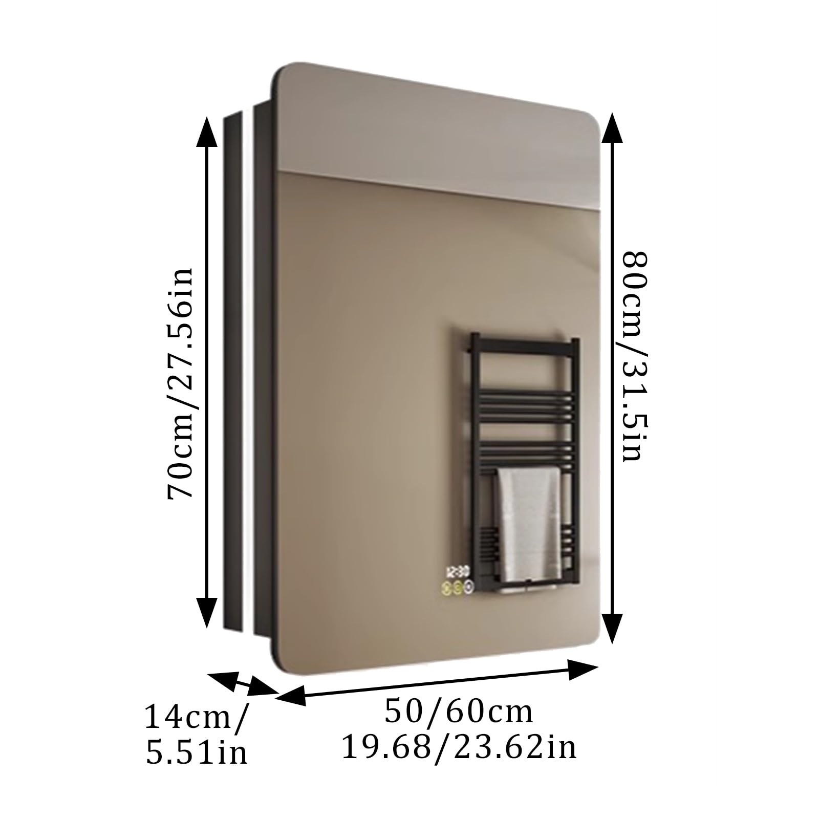 Mueble Baño con Espejo Gabinete de Espejo de Baño de Iluminación LED Armario con Espejo Antivaho de Maquillaje 3 Temperaturas de Color Regulables con Mucho Espacio de Almacenamiento(50x14x80cm)