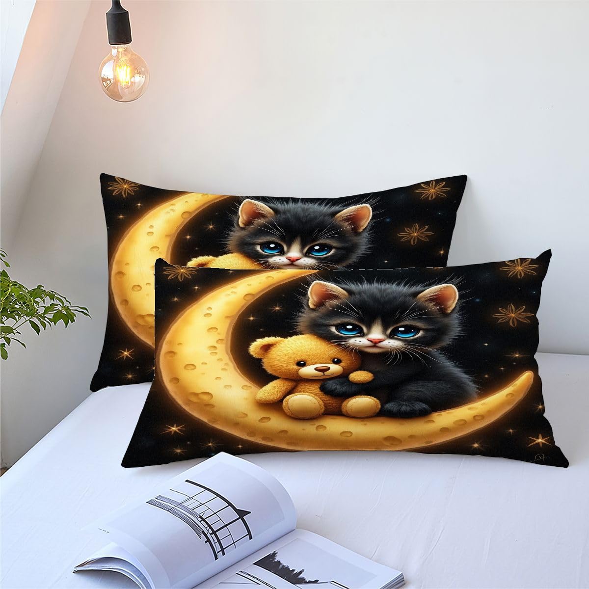 Pojedyncza kołdra 135 x 200 zwierząt kota, oddychająca pościel 135 x 200 cm na 4 pory roku, super miękka i oddychająca mikrofibra zestaw poszewek na kołdrę + 2 poszewki na poduszki D70