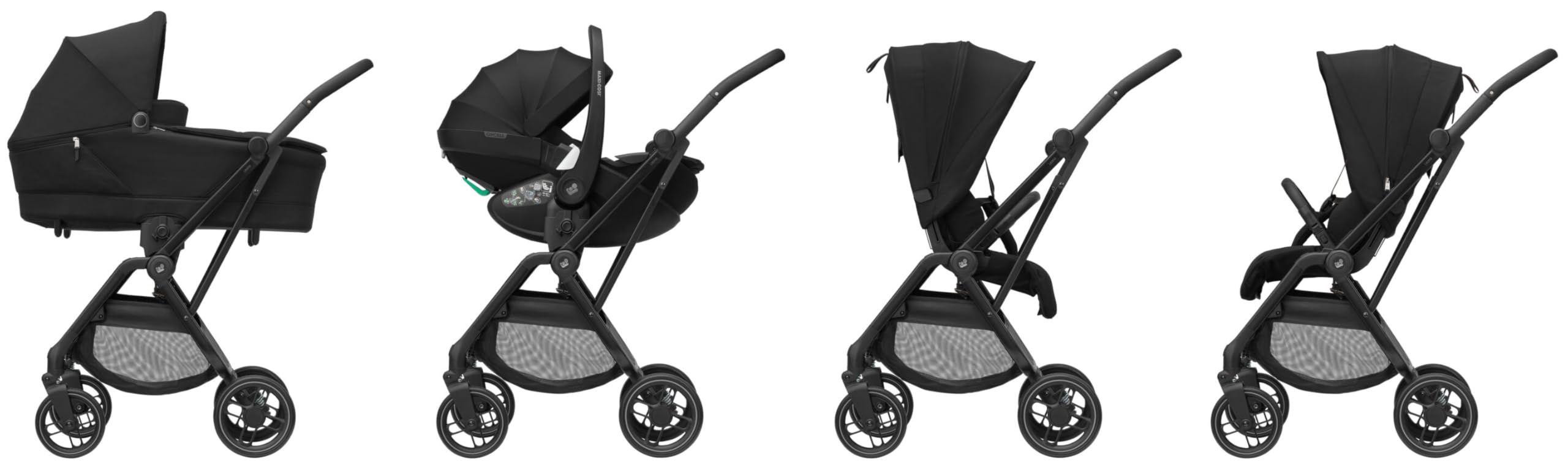 Maxi-Cosi Leona² Poussette ultra compacte, légère, Pliage d’une seule main, Assise réversible, Dossier ajustable, 3 positions d'inclinaison, Inclinable À Plat, 0-4 ans, 0-22 kg, Twillic Black