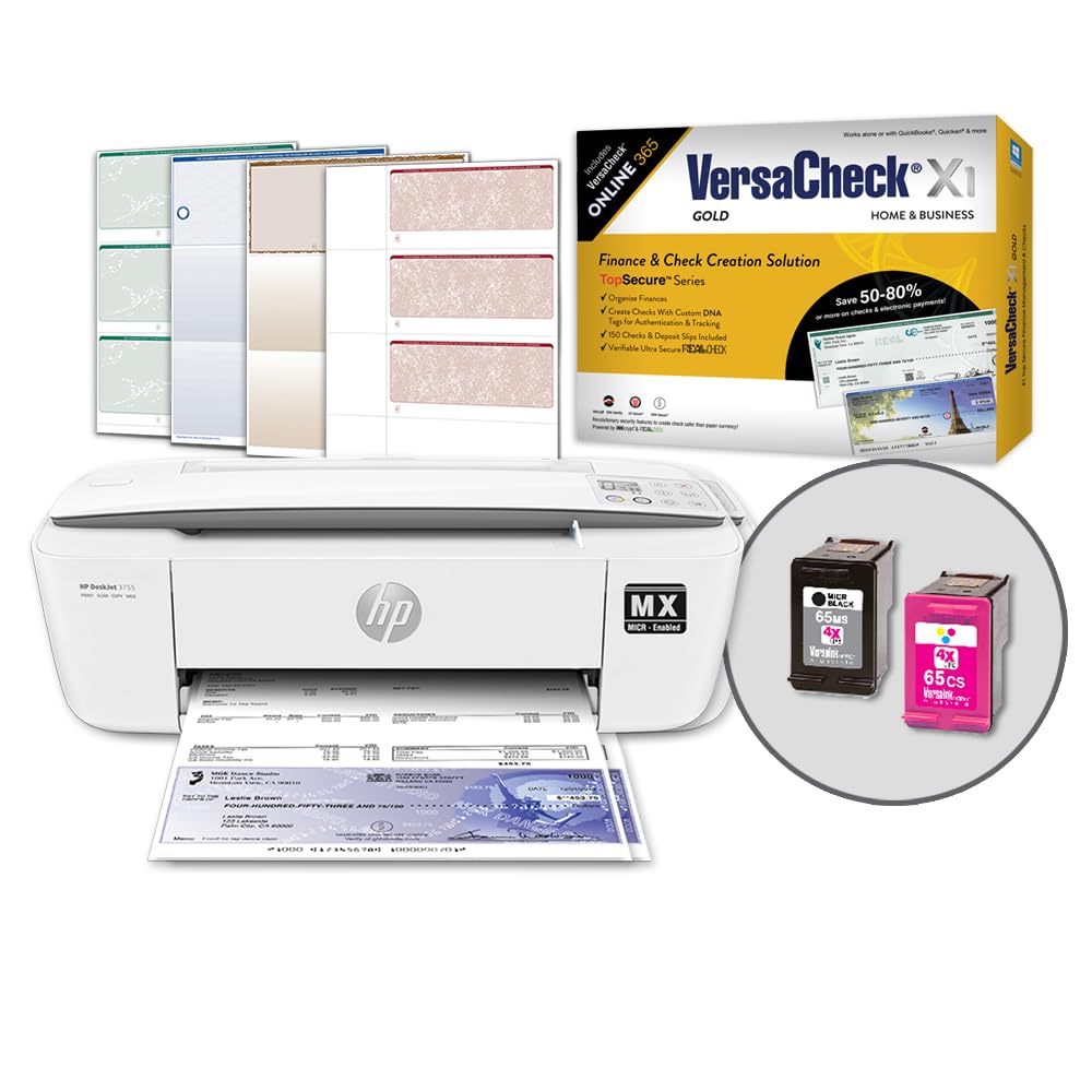 VersaCheck DeskJet 4155 MXE MICR All-in-One Printer X1 Gold Printing Software Bundle