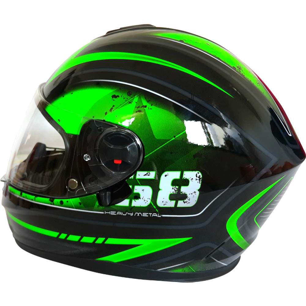 Leopard LEO-828 Doppel Sonnenblende Full Face MotorradHelm Integralhelme Grün/Schwarz/Silber S (55-56cm) Auto & Motorrad