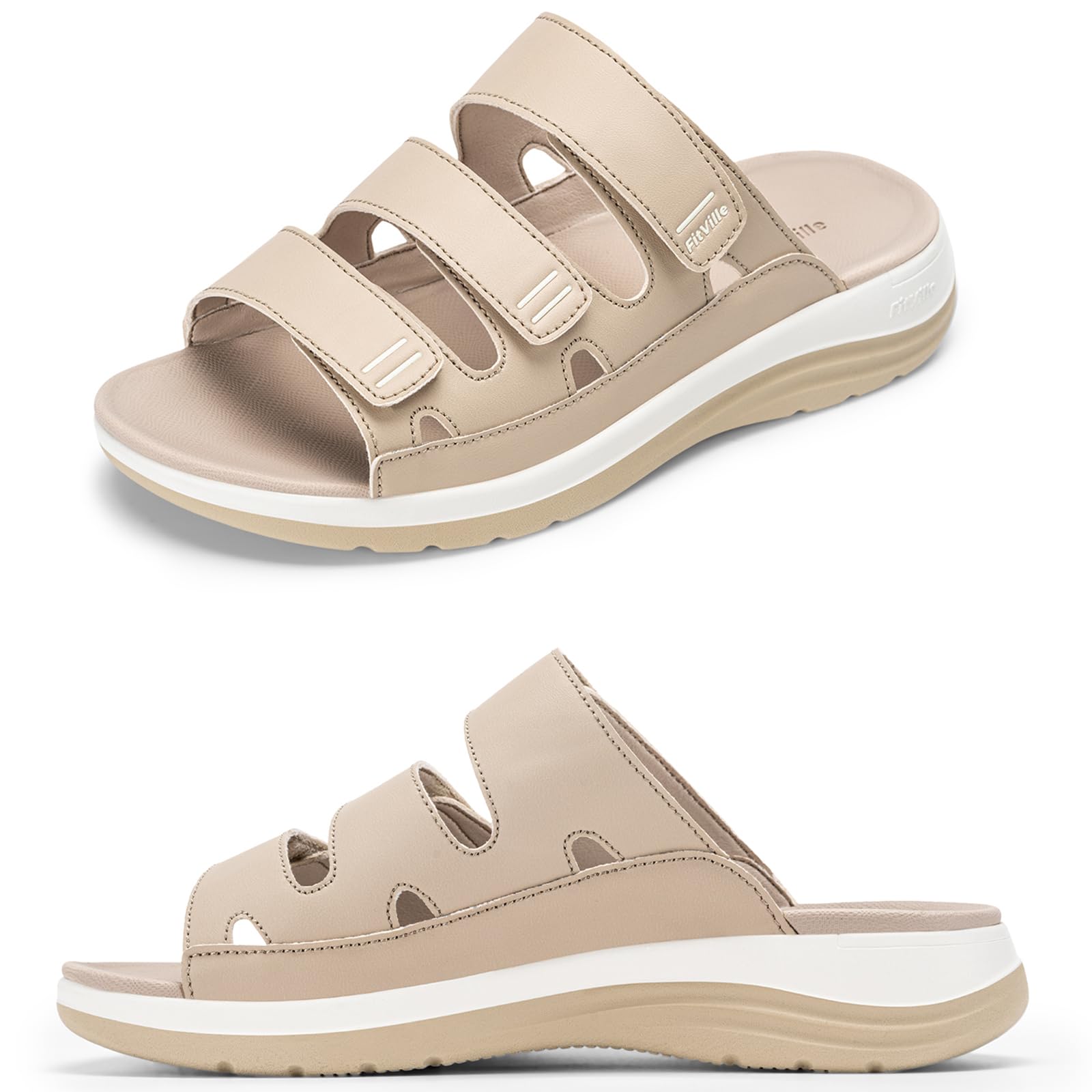 FitVille Wide Slides Sandals