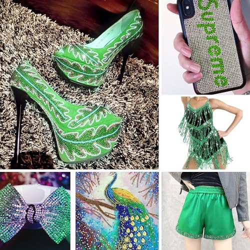 Image of Hotfix Rhinestones Bulk, 14400PCS Light Green Hot Fix Rhinestones for Clothes DIY Decoration Crafts, Light Green, SS10, 2.7-2.9mm