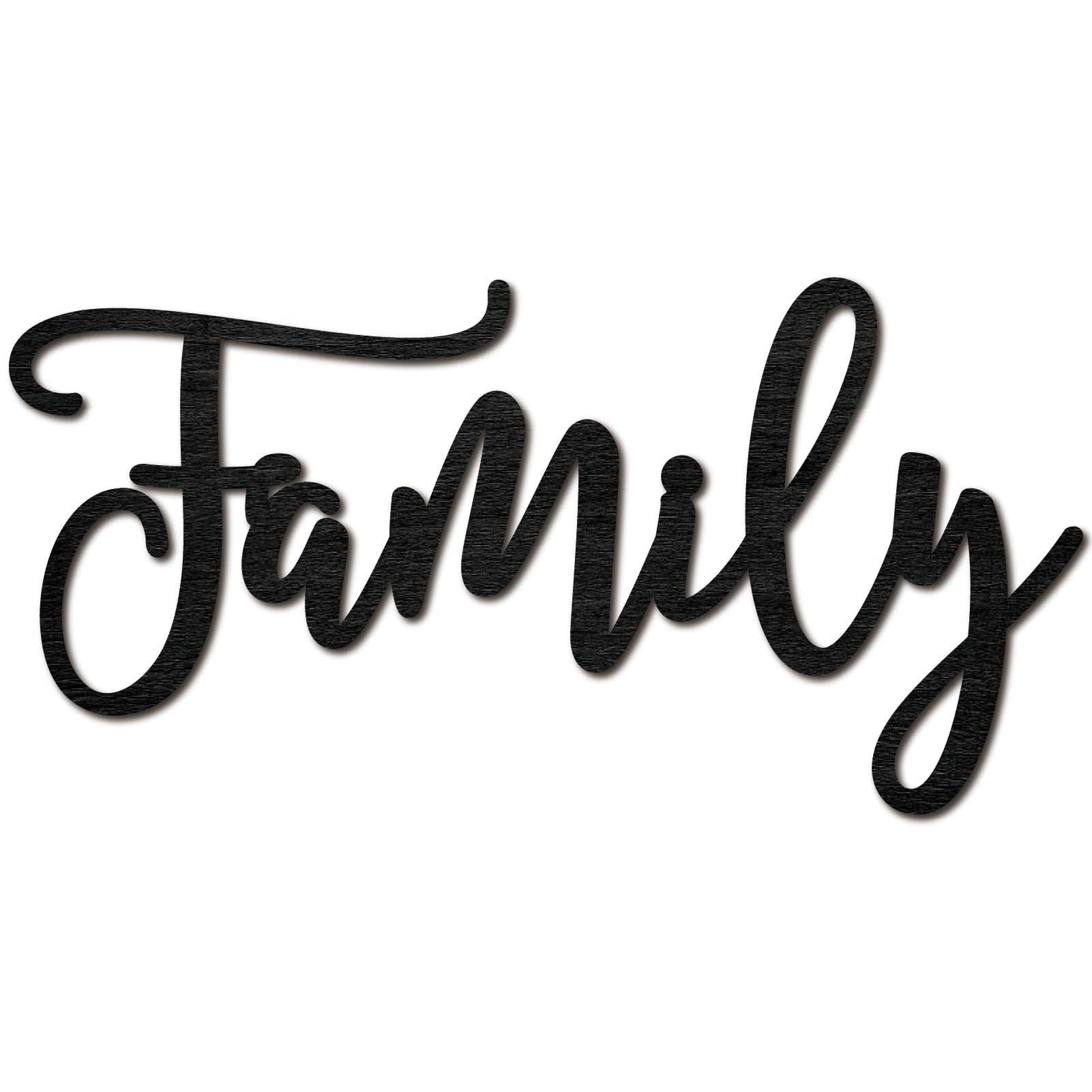 CREATCABINFamily Word Cutout Sign Laser Cut Wood Letter Sign Black Wall Decor Unfinished Wooden Signs Wall Art Basswood Hanging Sculpture Decor for Craft DIY Home Farmhouse Front Door 11.9x5.9Inch