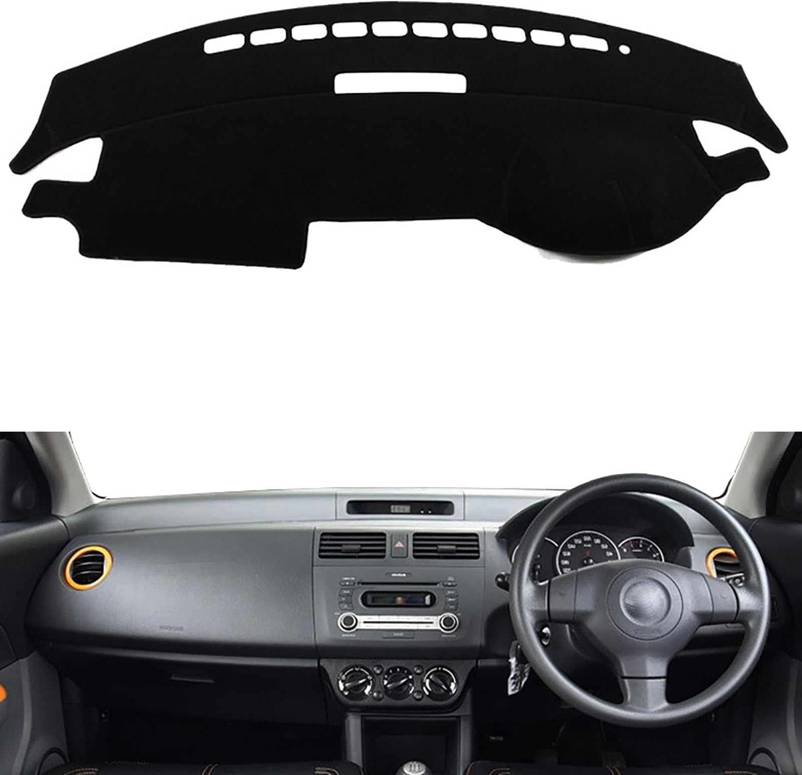 Dash Mat Pad Car Dash Covers Dashboard Cover, Compatible with Suzuki Swift Sport 2005-2008 2009 2010, Dashboard Mat Sun Protection Carpet Pad, C Right Black
