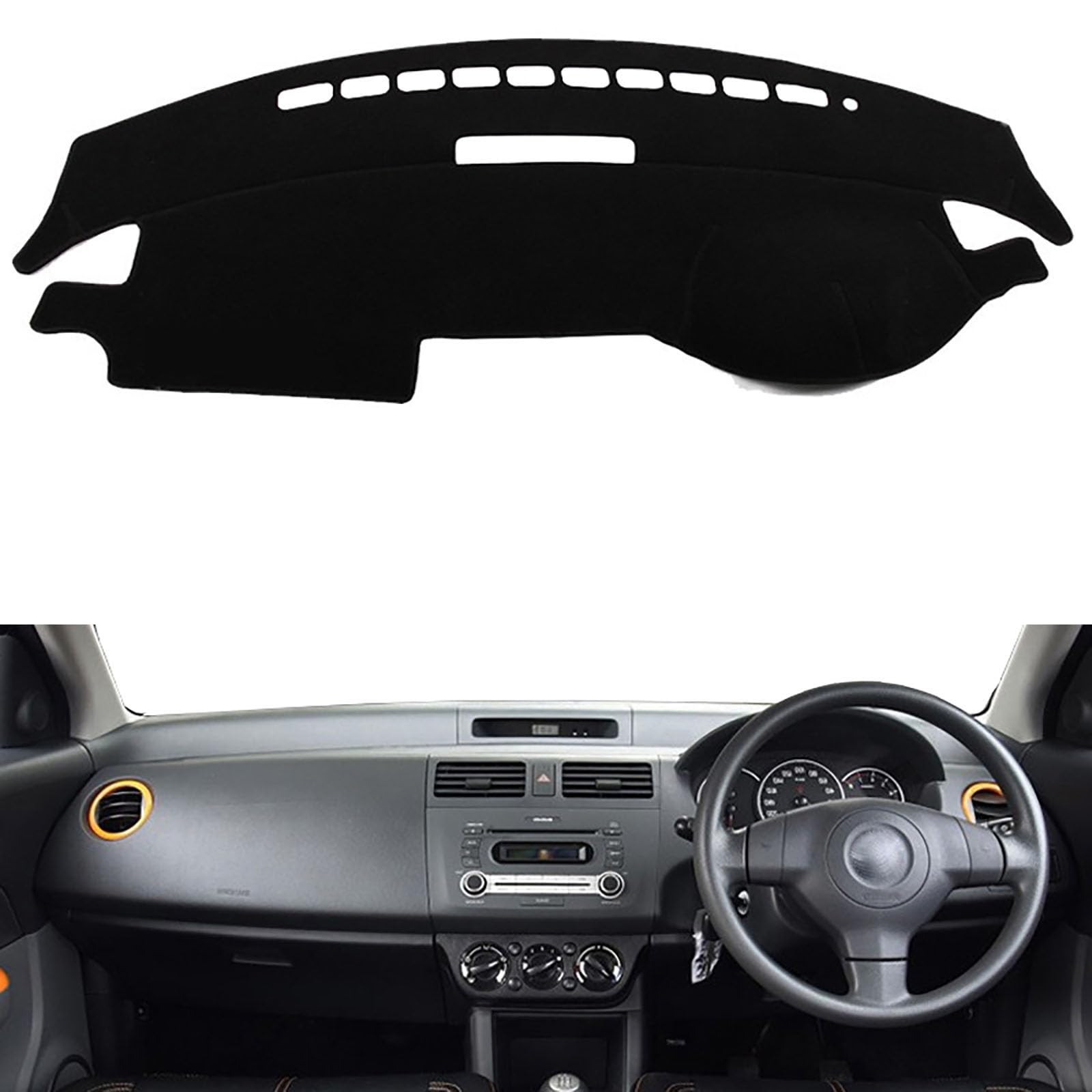 Dash Mat Pad Car Dash Covers Dashboard Cover, Compatible with Suzuki Swift Sport 2005-2008 2009 2010, Dashboard Mat Sun Protection Carpet Pad, C Right Black