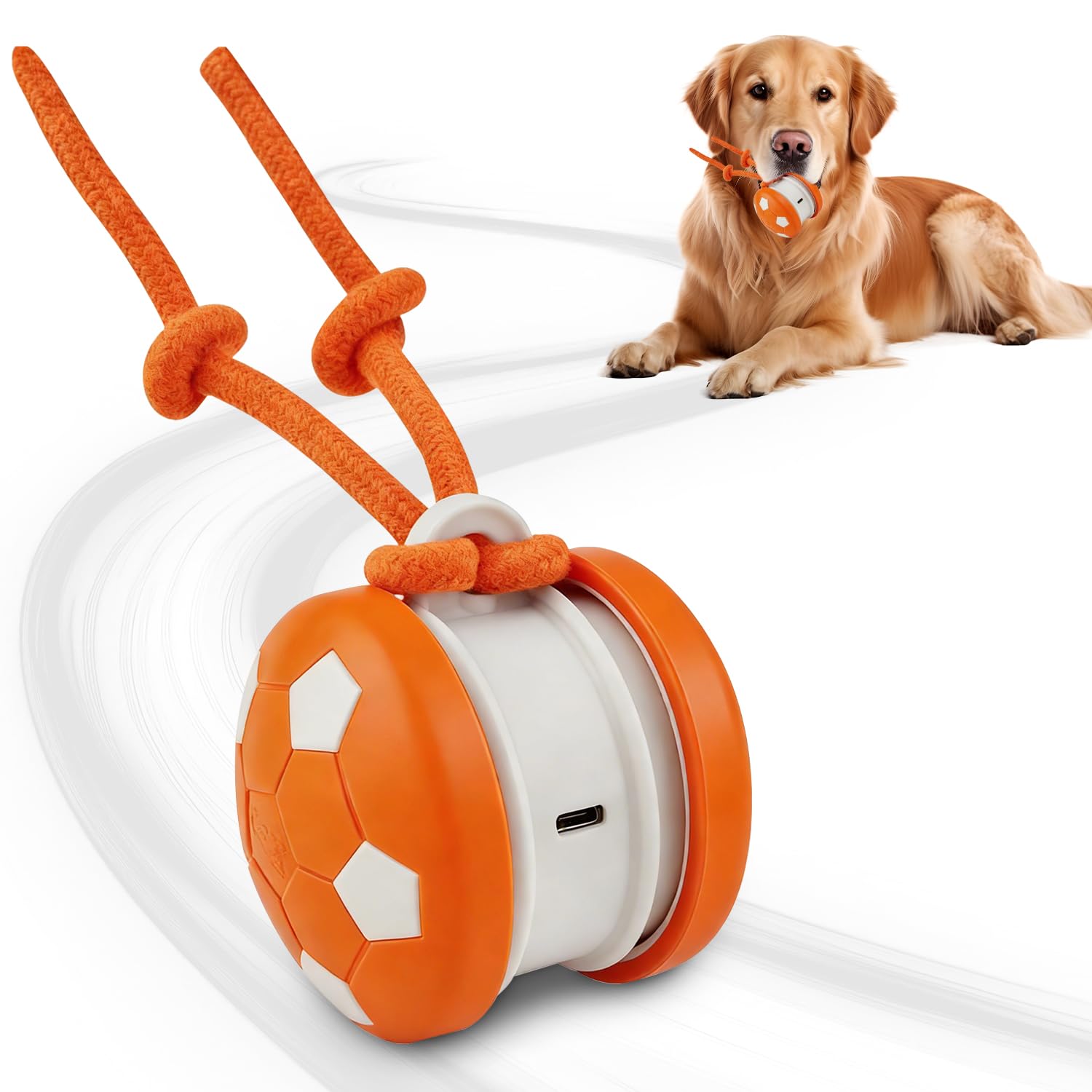 Pipihome Interactive Dog Toys Ball, Moving Dog Ball Toy, Automatic Moving Rolling Dog Toys Interactive with Rope for Small Medium Large Dogs, 2 Styles Randomly Shipped
