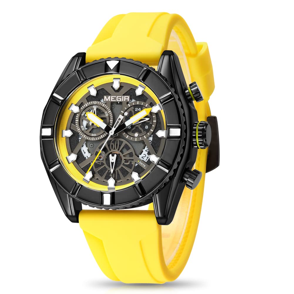 MEGIR Mens Sports Analogue Luminous Quartz Watches with Fashion Silicone Strap for Gifts 2209 (B0B6W2CVMF) Amazon Price History, Amazon Price Tracker