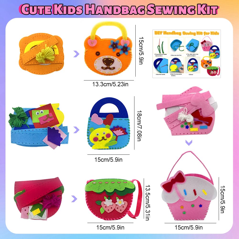 AffeGifts DIY zestaw do szycia filcowego dla dzieci, 4 sztuki torby edukacyjne
