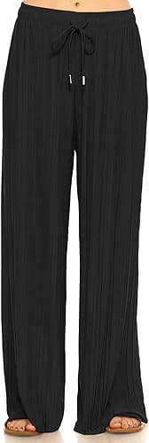 Fashionazzle Pantalones Palazzo para mujer color liso y a rayas