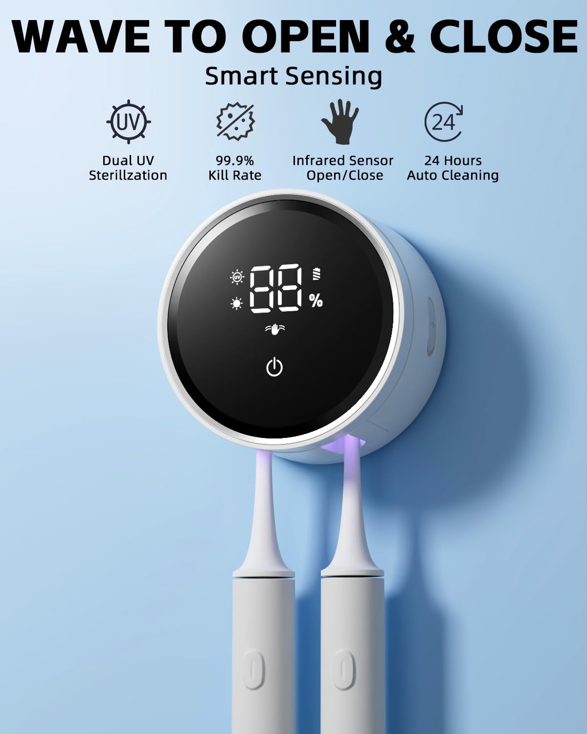 UV Toothbrush Sanitizer and Holder, WONICO Smart Tooth Brush Holders for Bathroom, Toothbrush Wall-Mounted Cleaner Organizer with Auto-Inductive Cover Fits Electric, Manual Toothbrushes for Home Product Image 3