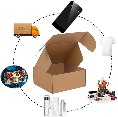 Miniatura 3 de Cajas de envío de 9 x 6 x 3 pulgadas, paquete de 25 cajas de cartón corrugado marrón para embalaje de pequeñas empresas, cajas para regalos de