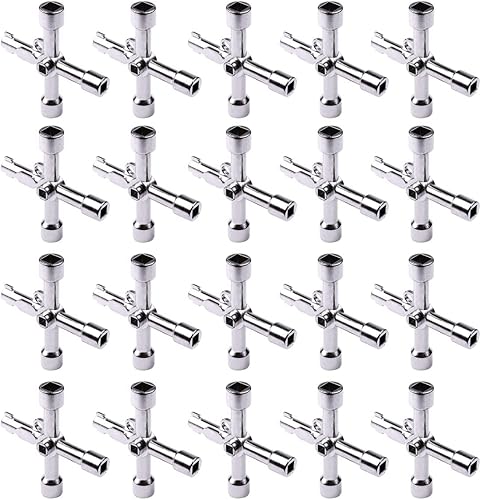 Miniatura 1 de ATOPLEE Llave eléctrica de gabinete de 20 piezas, llave de utilidades de 4 vías, llave cruzada de triángulocuadradopanel para grifo, medidor de gas,