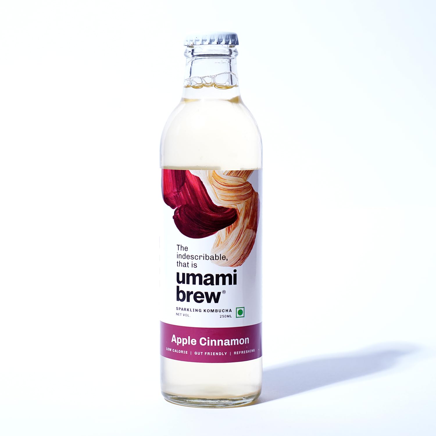 Umami Brew Sparkling Kombucha | Apple Cinnamon Flavor | All-Natural Fermented Drink | Gut-Friendly & Antioxidant-Rich | Pack of 12 x 250ml