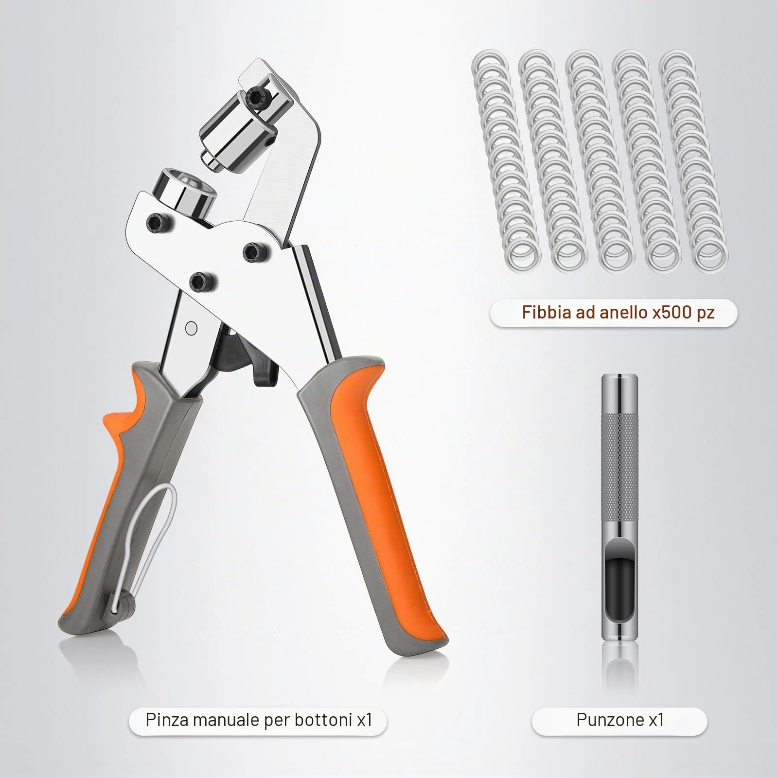 Set di pinze per occhielli portatili, pinze per occhielli professionali con 500 occhi, pinze per perforare sicure, perforatore per occhielli multifunzionale, utilizzate per pelle, tessuto impermeabile