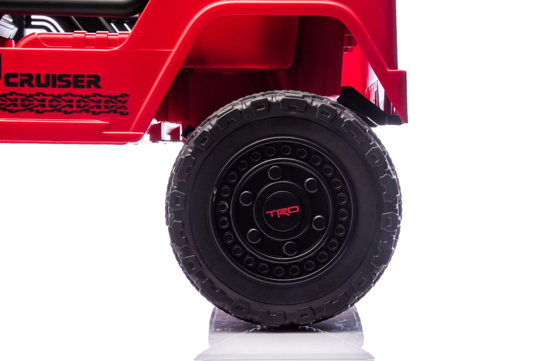 RIRICAR 4x4 Voiture électrique Enfants 2 Places Toyota FJ Cruiser XXL, sous Licence, Rouge, Batterie Lithium Portable, châssis surélevé, Deux sièges, Suspension arrière, télécommande 2,4 GHz