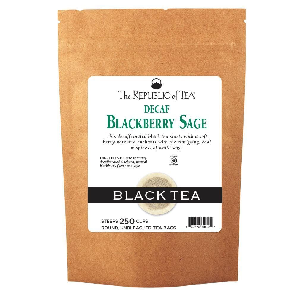 The Republic Of Tea Decaf Blackberry Sage Black Tea, 250 Tea Bags, Herbal Tea For Wisdom