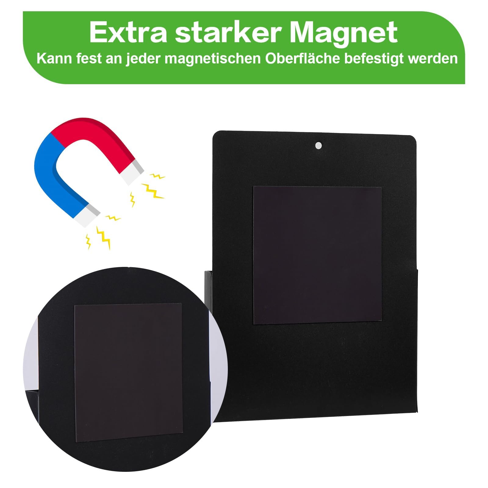 uyoyous Magnetyczny uchwyt na dokumenty, 8 sztuk, do przechowywania dokumentów, format A4, z silnymi magnesami, do szkoły, biura, domu, na lodówkę, kolor czarny