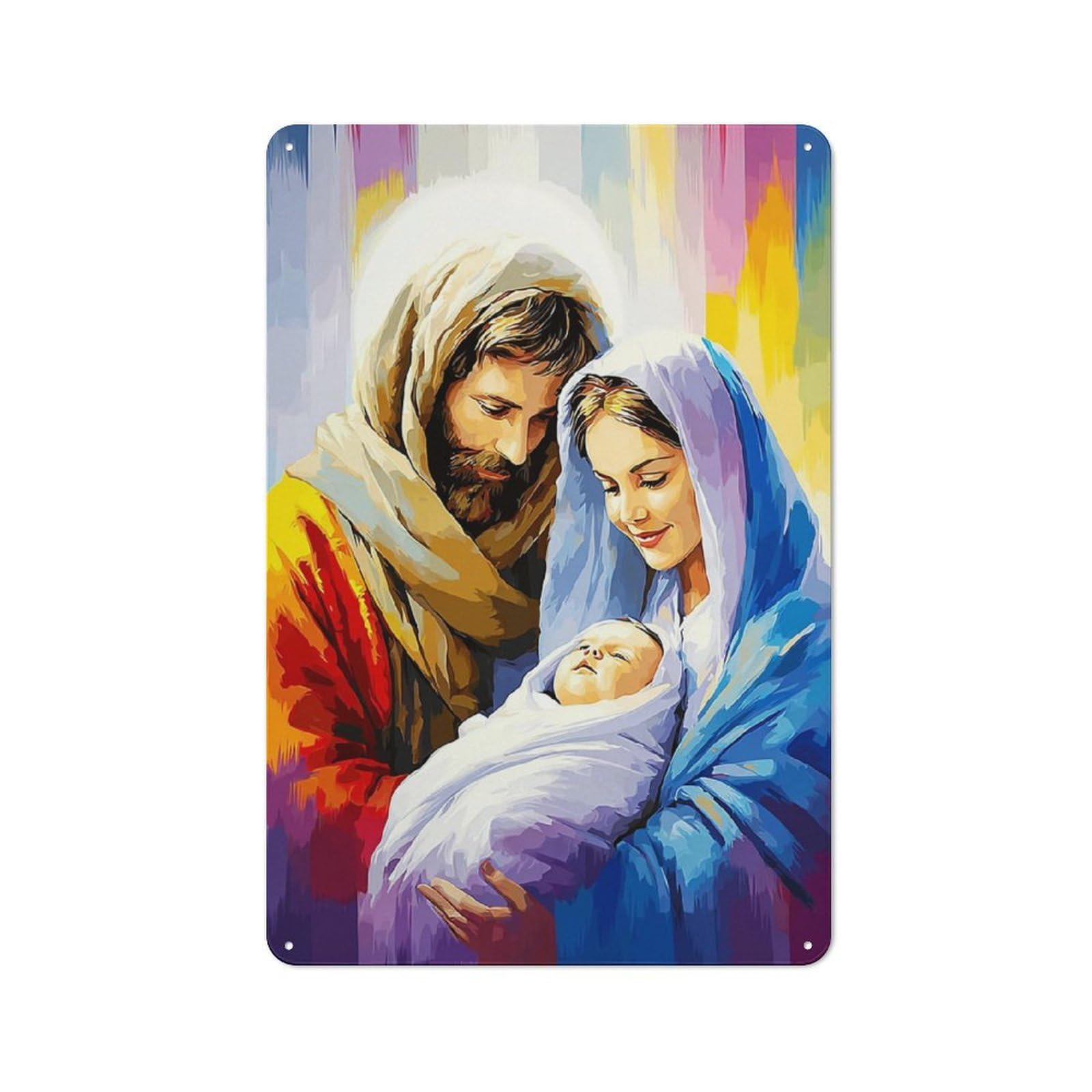 Junmoney Christmas Nativity Scene Art Print Shop Front Style Decorative Metal Plaque 30X20cm, Shop Wall Decor For Cafe, Bistro, Bakery Or Restaurant