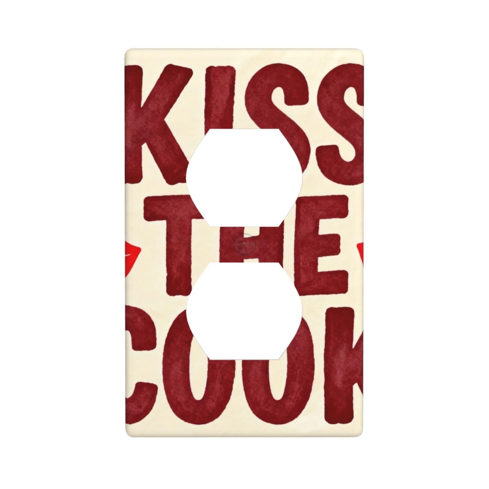 Kiss Cook Phrase Decorative Switch Plate Cover-Unbreakable Polycarbonate Wall Plate for Home Office, 1 Gang with Screws
