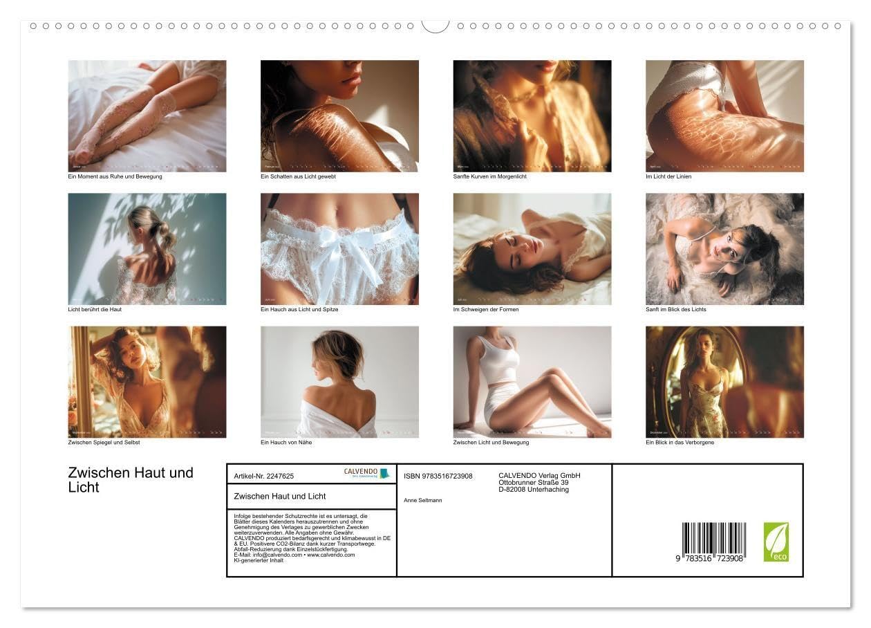 Zwischen Haut und Licht (hochwertiger Premium Wandkalender 2026 DIN A2 quer), Kunstdruck in Hochglanz: Die Poesie des Körpers - ästhetisch, zart und voller stiller Eleganz. (CALVENDO Erotik)