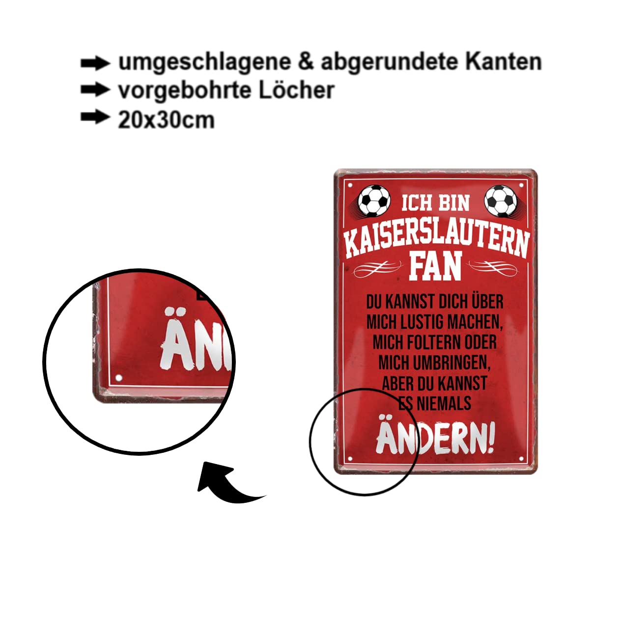 Retro Blechschild 'Ich Bin Kaiserslautern Fan' – 20x30 Cm, Vintage-Design, Witziger Fußball-Spruch