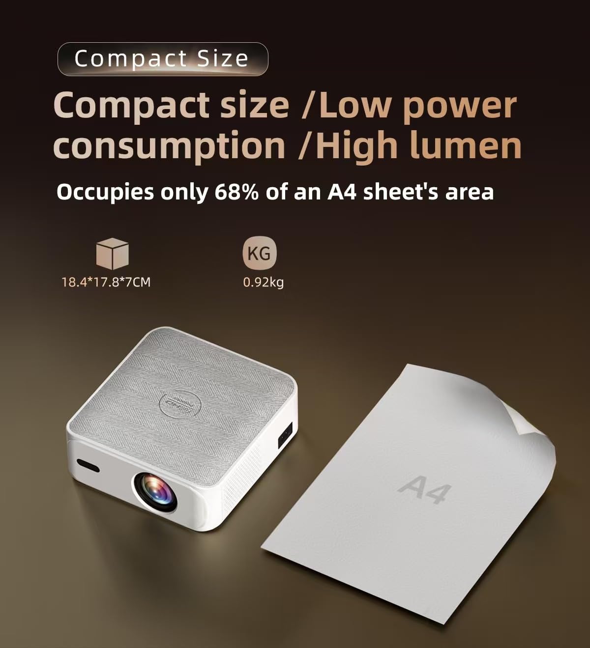 Videoproiettore Intelligente Applicazioni Integrate Retroproiettore 1080P Nativo Supporta 4K WiFi & Bluetooth Correzione Trapezoidale Automatica Focus Elettronica Mirroring Android iOS HDMI USB