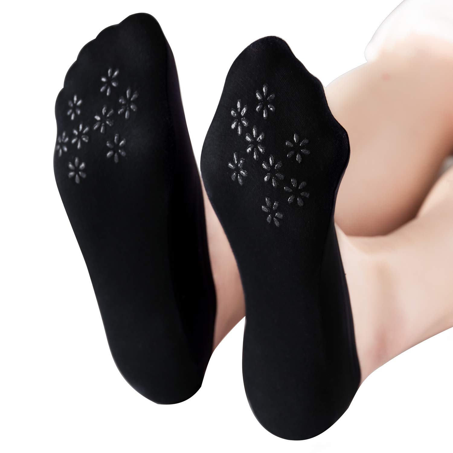 RIIQIICHY 4/6 Paia di Calzini Fantasmini Invisibili Donna Calze Corti Basse Salvapiede in Cotone + Nylon Traspirante con Silicone Antiscivolo Eleganti Tinta Unita Adatti per Primavera Estate Autunno