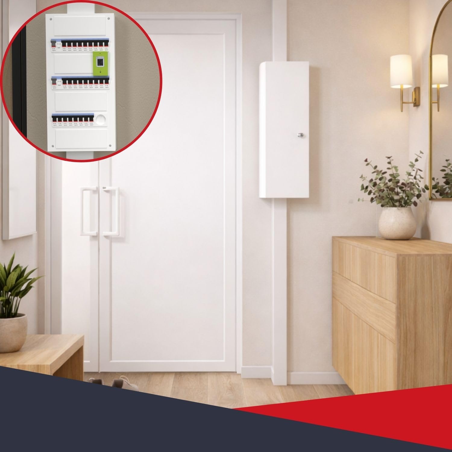 Coffret d'habillage avec serrure à clé pour tableaux électriques en acier blanc - H 920 x L 340 x P 140 mm - Ref. RCH400GSS -Marque ATOLE
