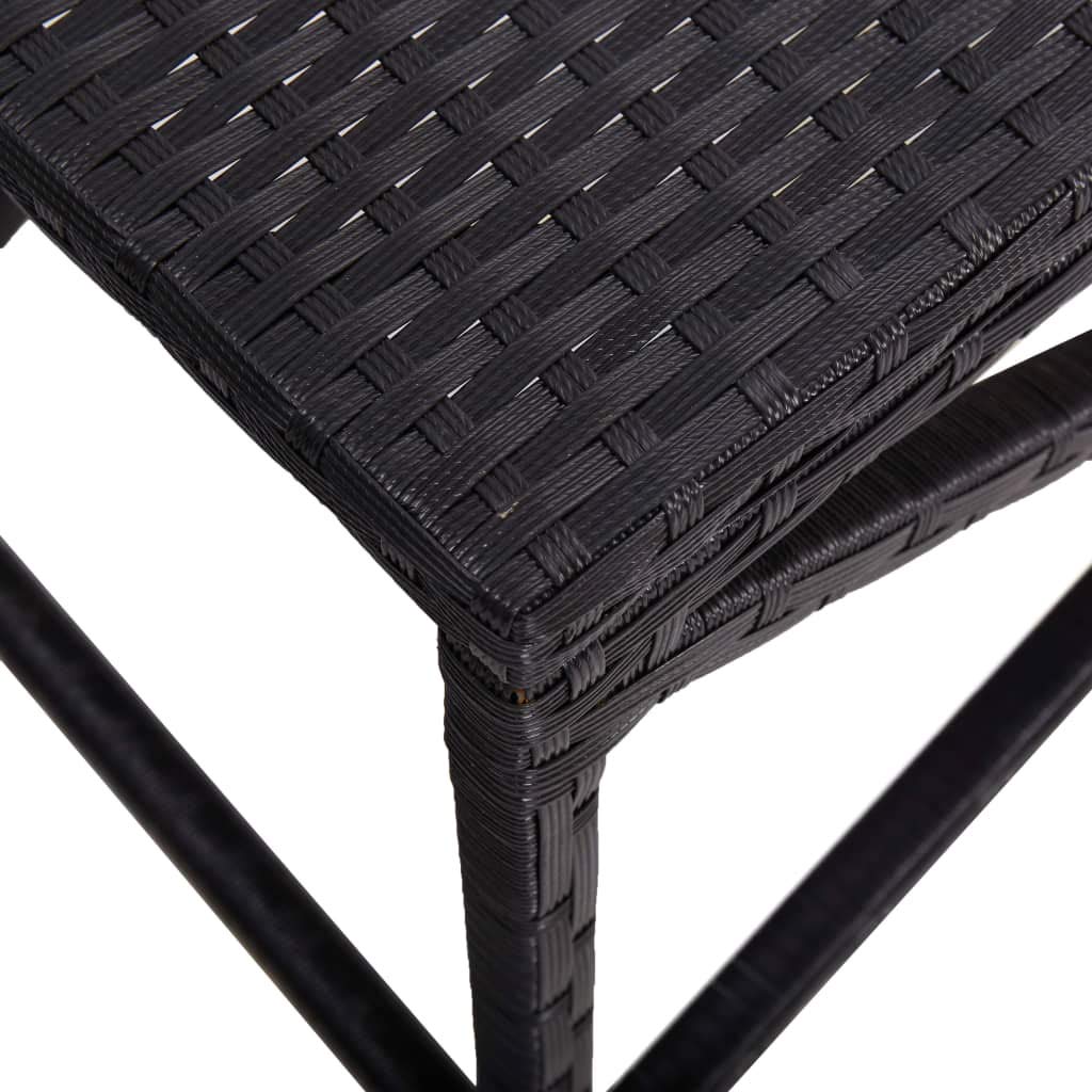 Banco de jardín de 120 cm de ratán sintético resistente a la intemperie en negro, ratán de polietileno impermeable, estructura de acero pulverizado, fácil de limpiar y estable para terraza