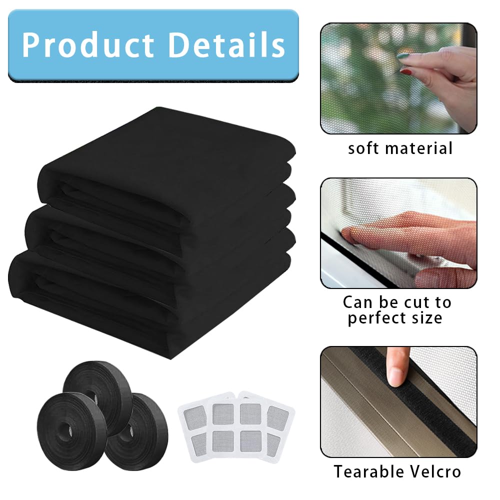 Zanzariera Per Finestre 130x150 Cm - 6 Pezzi Con Nastro Adesivo, Anti Insetti Senza Forare - Foto 12