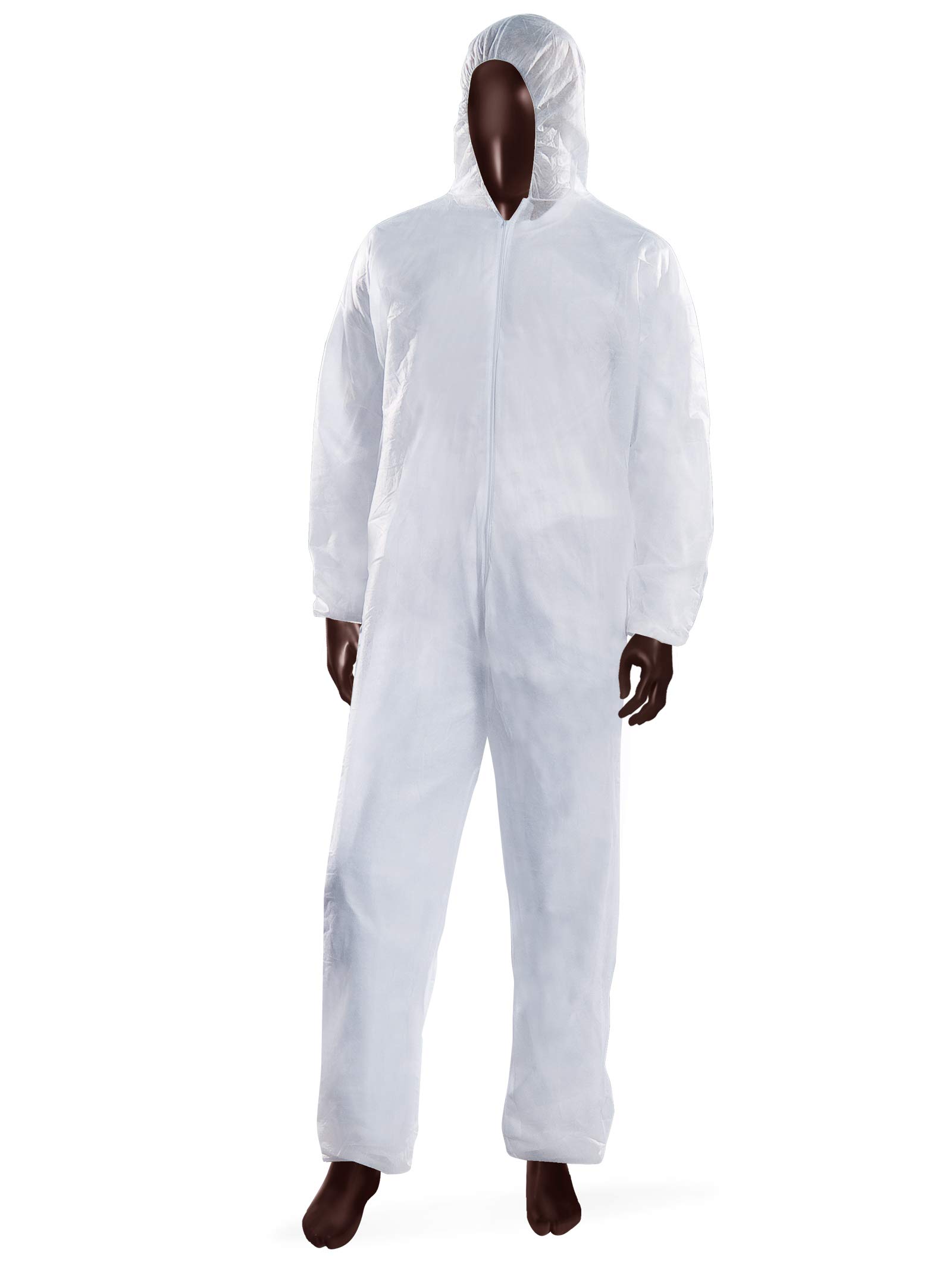 AJSIA Tuta MONOUSO con Cappuccio PLP Bianco 30 GR/M Confezione 50 Pezzi cod.14048 (XXL)