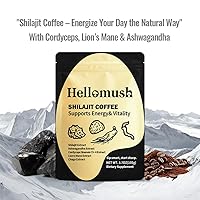 Vista 3 de Hellomush Café Shilajit orgánico – Mezcla de café Shilajit del Himalaya prémium con Cordyceps, melena de león, chaga y ashwagandha – Energía natural