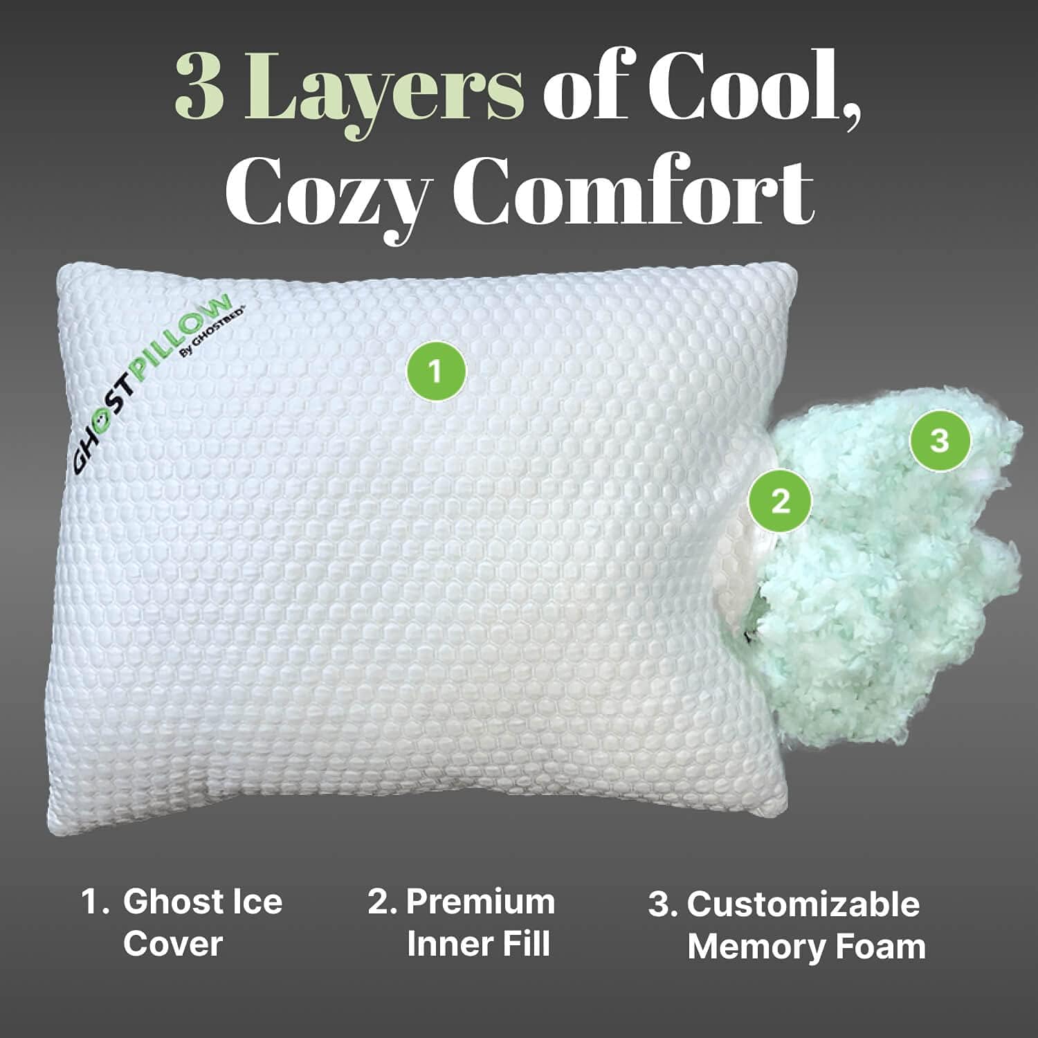 ghostbed luxury memory foam ghost pillow