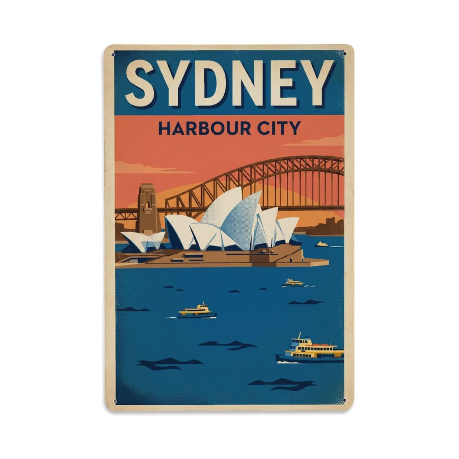 Gead 8X12inch Style Travel Retro Australia Sydney Metal Tin Sign