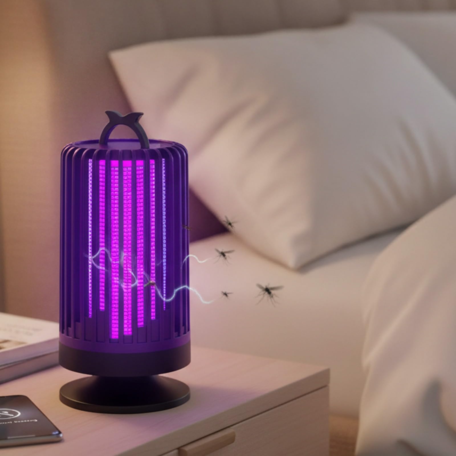 Fly Zapper, Electric Mosquito Fly Zappers, Fly Killer,Insect Attractant Trap Bug Zapper Light, Hangable Mosquito Lamp For Home, Indoor, Outdoor, Patio Bug Zapper (Purple, 23.5 * 10.6cm)